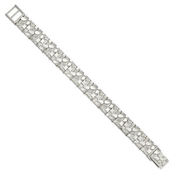 15mm Sterling Silver Nugget Link Bracelet, 8.5 Inch - Picture 2 of 7